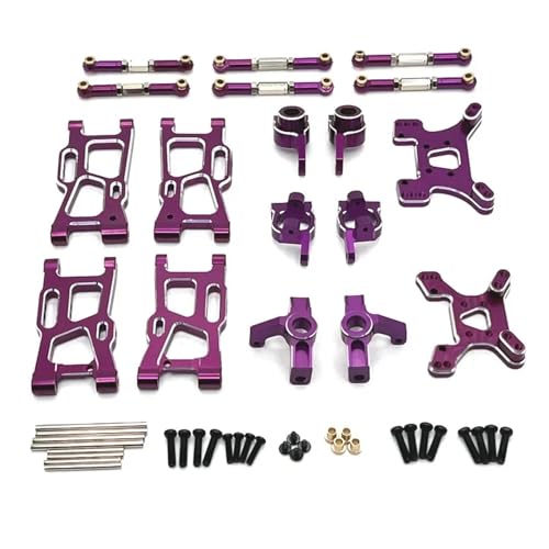 DAIHAOEE Metall Querlenker Lenkung Tasse Hub Carrier Shock Tower Link Tuningteile for Wltoys 124008 124016-17-18-19 144001-02-10(Purple) von DAIHAOEE