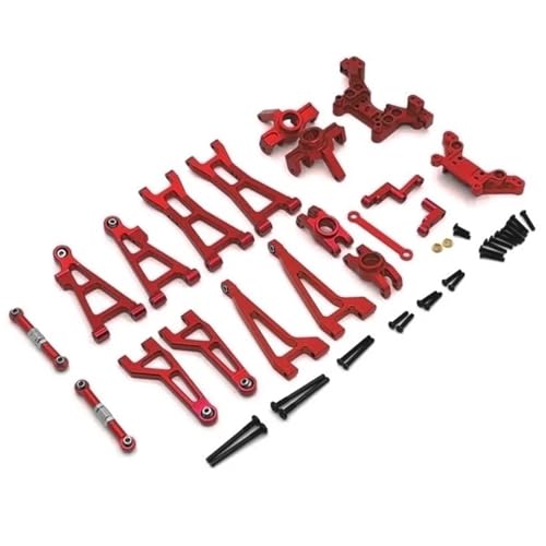 DAIHAOEE for HBX 16889 16889A 16890 SG1601 SG1602 Metall Querlenker Lenkung Tasse Dämpfer Turm Set 1/16 RC Auto Upgrade Teile Kit(Rood) von DAIHAOEE
