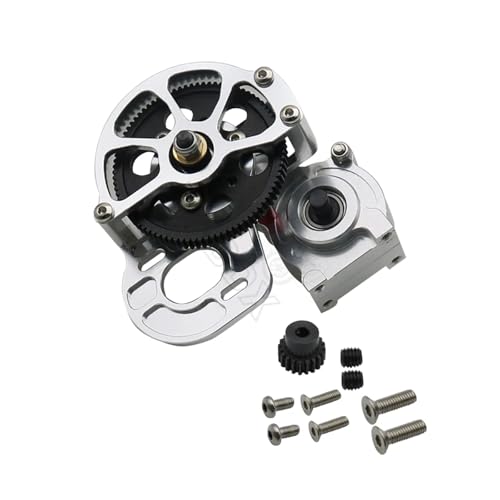 DAIHAOEE for SCX10 Alle Metall Übertragung/Center Getriebe Mit Motor Getriebe for 1/10 Axial SCX10 Getriebe Box Upgrade Teile(Silver) von DAIHAOEE