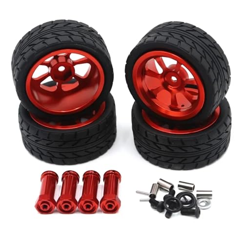DAIHAOEE for WLtoys 144001 A959 A949 A969 A979 A959-B A969-B A979-B RC Auto Ersatzteile Upgrade Metall Rad Reifen Extender(Rood) von DAIHAOEE