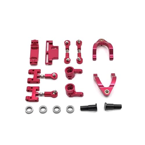 DAIHAOEE for WPL 1/10 D12 Fernbedienung Auto Teile Metall Upgrade Oberen Und Unteren Schwinge Lenkung Tasse Hexagonal Adapter Set(Rood) von DAIHAOEE