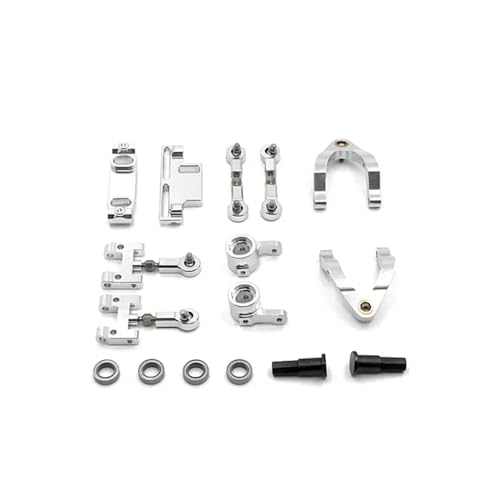 DAIHAOEE for WPL 1/10 D12 Fernbedienung Auto Teile Metall Upgrade Oberen Und Unteren Schwinge Lenkung Tasse Hexagonal Adapter Set(Silver) von DAIHAOEE