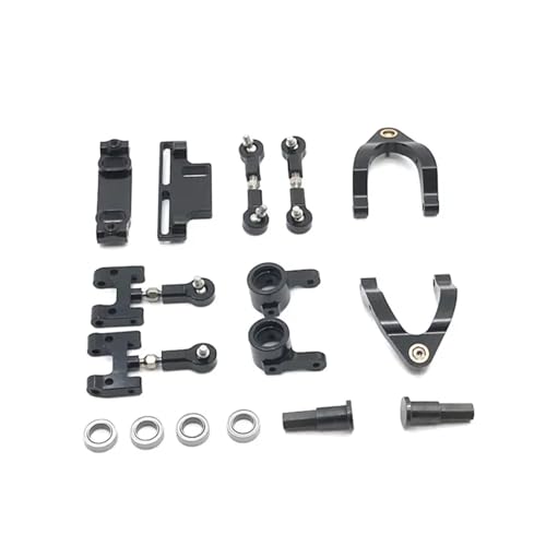 DAIHAOEE for WPL 1/10 D12 Fernbedienung Auto Teile Metall Upgrade Oberen Und Unteren Schwinge Lenkung Tasse Hexagonal Adapter Set(Zwart) von DAIHAOEE