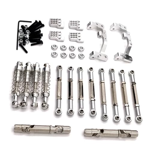 DAIHAOEE for WPL C14 C24 1/16 RC Auto for Feiyu FY003-5A Metall Upgrade Teile, Spurstangen, Antriebswellen, Stoßdämpfer(Silver) von DAIHAOEE