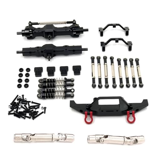 DAIHAOEE for WPL C14 C24 C24-1 Metall Vorder- Und Hinterachse Chassis Link Stange Zugstange Montieren Stoßdämpfer Set 1/16 RC Auto Upgrade Teile(Zwart) von DAIHAOEE