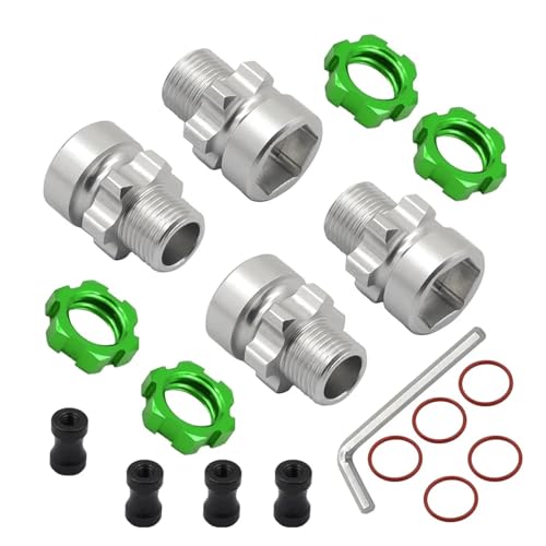 Metall 12mm bis 17mm Splined Rad Hex Nabe Adapter for Traxxas 1/10 for Slash 2WD 4X4 for Rustler for Stampede 2WD 4X4 RC Auto Upgrade Teile(Green) von DAIHAOEE