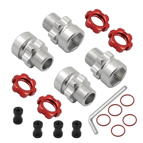 Metall 12mm bis 17mm Splined Rad Hex Nabe Adapter for Traxxas 1/10 for Slash 2WD 4X4 for Rustler for Stampede 2WD 4X4 RC Auto Upgrade Teile(Rood) von DAIHAOEE