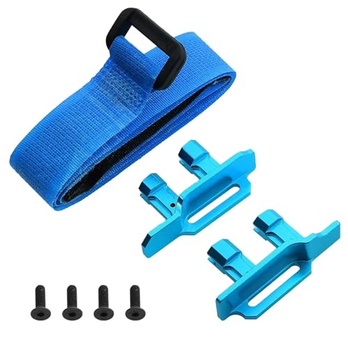 Metall 3S 4S Hohe Batterie Halter Halterung Halten Unten mit Batterie Strap for 1/10 for Traxxas for MAXX RC Auto Upgrade Teile(Blauw) von DAIHAOEE