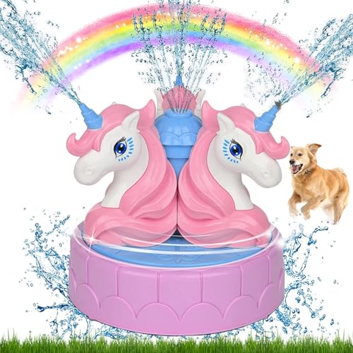 Wassersprinkler für Kinder 3 4 5 6 7 8 9 10Jahre,Wasserspielzeug Kinder,Rotierender Sprinkler für den Garten, Wasserspielzeug für Hinterhof, Rasen,Sommerspaß bei Partys im Hinterhof (Einhorn) von DAIREN