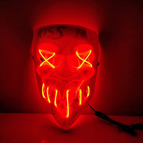 DAIVARNING Halloween Maske LED Grimace Clown Maske Schädel Licht Kiss Me Mask Geist Horror Halloween Cosplay Maske Skelett für Erwachsene Männer Frauen (C) von DAIVARNING