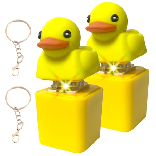 DAJASD 2 Stück Duckeys Quacking Fidget Toy,Duck Quacking Keychain Fidget Spielzeug,Duckeys Keycap Schlüsselanhänger,Duck Fidget Keychain,Quacking Keyboards Button für Nervosität & Anti Angst von DAJASD