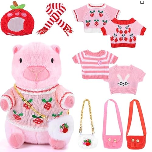 DAJASD Capybara Plüschtier, 10 Stück Capybara Kuscheltier, Niedlichen Capybara Plushies mit Kleidung und Accessoires, Wasserschwein Kuscheltier, Stofftier Capybara für Home Deko Kinder - Rosa DAJASD Capybara Plüschtier, 10 Stück Capybara Kuscheltier, Niedlichen Capybara Plushies mit Kleidung und Accessoires, Wasserschwein Kuscheltier, Stofftier Capybara für Home Deko Kinder - Rosa von DAJASD