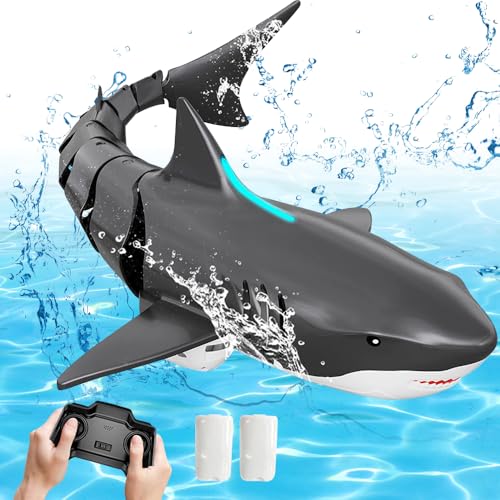 DAJASD Ferngesteuerter Hai, 2.4GHz Ferngesteuertes Boot, RC Boot Simulation Hai mit Licht und Zwei Batterien, RC Haiboot, Pool Spielzeug Geschenk für 5+ Jahre Jungen Mädchen DAJASD Ferngesteuerter Hai, 2.4GHz Ferngesteuertes Boot, RC Boot Simulation Hai mit Licht und Zwei Batterien, RC Haiboot, Pool Spielzeug Geschenk für 5+ Jahre Jungen Mädchen von DAJASD