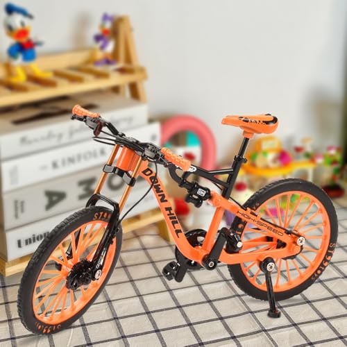 DAJASD Finger Fahrrad Modell, Mountainbike Modell, Finger Mountainbike Diecast Toy Desk Craft Collection Geschenke und Dekoration für Büro, Zuhause, Verein, Unterricht(Orange) von DAJASD