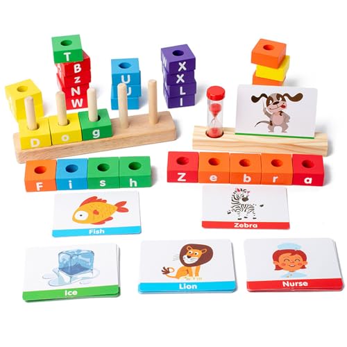 DAJASD Buchstaben Lernen Spiele mit Sanduhr, Vorschule Montessori Spielzeug, lernspiele ab 3 Jahre, Timing-Gameplay zur effektiven Verbesserung des Gedächtnisses ab 3-8 Jahre Geschenk Einschulung von DAJASD