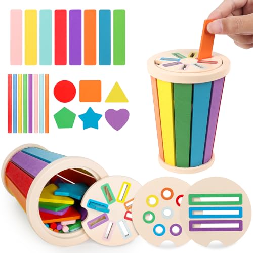 DAJASD Montessori Spielzeug ab 1 Jahr, 3 in 1 Holzspielzeug Steckspiel ab 2, Farben & Formen Sortierspiel ab 1 2 3 Jahre, Kinderspielzeug aus Holz, Montessori Sensorisches Spielzeug für Kinder ab 1-3 DAJASD Montessori Spielzeug ab 1 Jahr, 3 in 1 Holzspielzeug Steckspiel ab 2, Farben & Formen Sortierspiel ab 1 2 3 Jahre, Kinderspielzeug aus Holz, Montessori Sensorisches Spielzeug für Kinder ab 1-3 von DAJASD