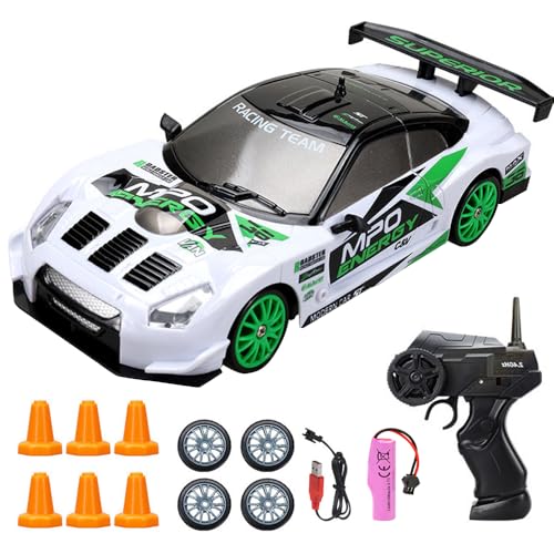 DAJASD RC Drift Car, 1:24 4WD Ferngesteuertes Auto mit LED-Leuchten & Zwei Batterien, 30KM/H High Speed 2.4Ghz RC Auto, Ferngesteuertes Rennauto für Erwachsene und Kinder ab 8+ Jahre - Weiß von DAJASD