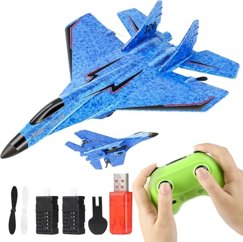 DAJASD RC Flugzeug, 2.4GHz Ferngesteuertes Flugzeug mit LED-Licht, 360° Flip, 2 Akkus, 6 Achsen Gyro Stabilisator, One-Key Start, Outdoor Spielzeug fur Anfänger, Kinder und Erwachsene - Blau DAJASD RC Flugzeug, 2.4GHz Ferngesteuertes Flugzeug mit LED-Licht, 360° Flip, 2 Akkus, 6 Achsen Gyro Stabilisator, One-Key Start, Outdoor Spielzeug fur Anfänger, Kinder und Erwachsene - Blau von DAJASD