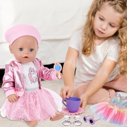 Puppenkleidung, Kleidung Bekleidung Outfits für Baby Puppen, Baby Puppen Kleidung Regenbogenkleid mit Make-up Spielzeugset Hausschuhe Brille für Baby Kinder Mädchen Jungen Puppenkleidung, Kleidung Bekleidung Outfits für Baby Puppen, Baby Puppen Kleidung Regenbogenkleid mit Make-up Spielzeugset Hausschuhe Brille für Baby Kinder Mädchen Jungen von DAJASD