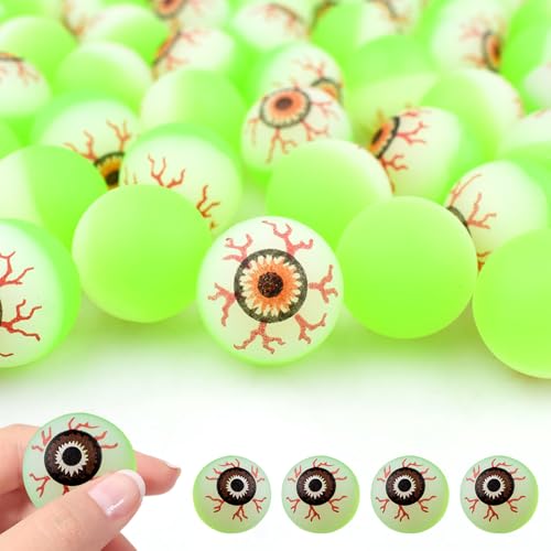DAJILI Halloween-Augäpfel, 32 mm, 36 Stück, leuchten im Dunkeln, Halloween-Hüpf-Augäpfel, gruselige Augen für Halloween, Partyzubehör, Dekoration (zufällige Farbe) von DAJILI