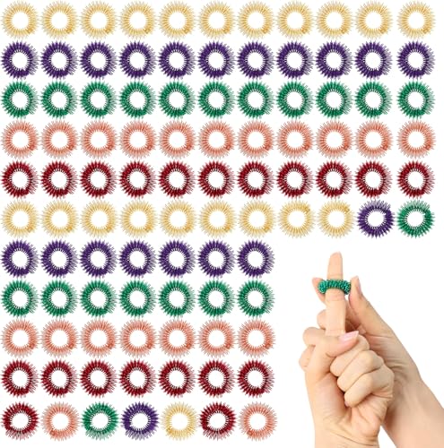 DAJISI 100 Stück Akupressur Ring, Akkupressurringe 6 Farben Massageringe für Finger Massagering Zur Entlastung Von Stress Skill Ringe für Fördert Die Durchblutung Der Finger DAJISI 100 Stück Akupressur Ring, Akkupressurringe 6 Farben Massageringe für Finger Massagering Zur Entlastung Von Stress Skill Ringe für Fördert Die Durchblutung Der Finger von DAJISI