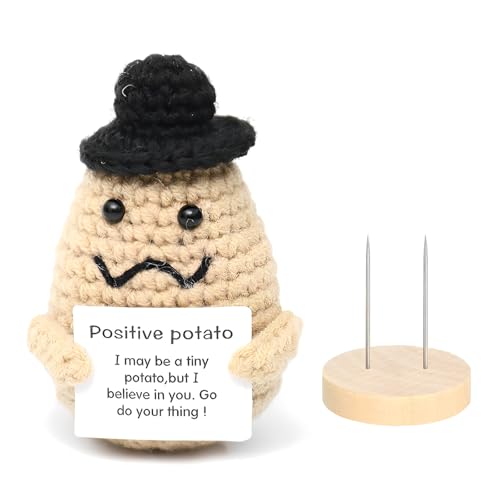 DAJOOEE päckchen Positive Potato mit Dichtung Glücksbringer Geschenk für Frauen Mann Kreative Strickwolle Positive Kartoffel Puppe Aufmunterung Geschenke (Postive) von DAJOOEE