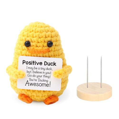 DAJOOEE päckchen Positive Potato mit Dichtung Glücksbringer Geschenk für Frauen Mann Kreative Strickwolle Positive Kartoffel Puppe Aufmunterung Geschenke (Postive Entchen) von DAJOOEE