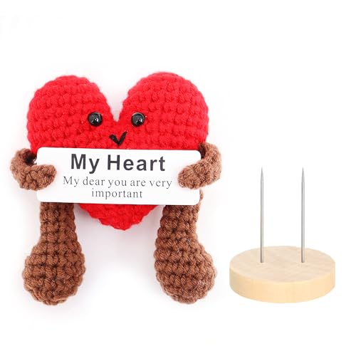 DAJOOEE päckchen Positive Potato mit Dichtung Glücksbringer Geschenk für Frauen Mann Kreative Strickwolle Positive Kartoffel Puppe Aufmunterung Geschenke (Postive Herz) von DAJOOEE