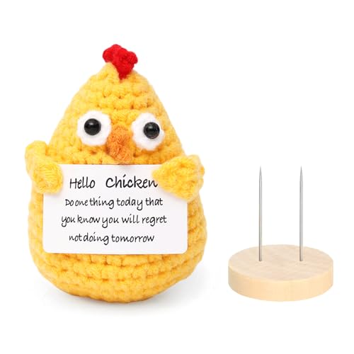 DAJOOEE päckchen Positive Potato mit Dichtung Glücksbringer Geschenk für Frauen Mann Kreative Strickwolle Positive Kartoffel Puppe Aufmunterung Geschenke (Postive Küken) von DAJOOEE