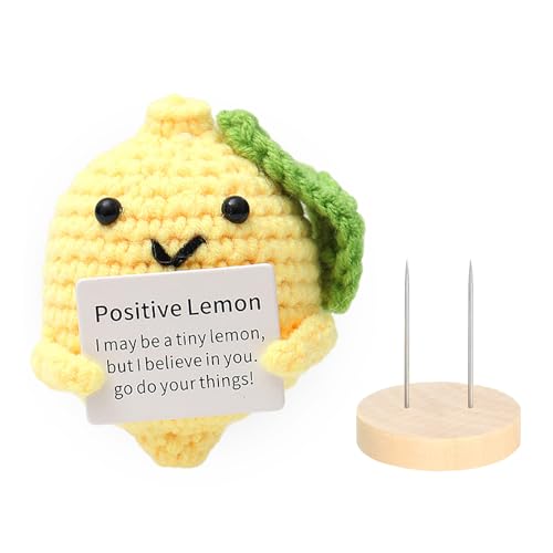 DAJOOEE päckchen Positive Potato mit Dichtung Glücksbringer Geschenk für Frauen Mann Kreative Strickwolle Positive Kartoffel Puppe Aufmunterung Geschenke (Postive Zitrone) von DAJOOEE