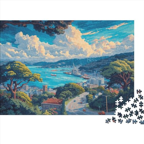 Art Oil Painting 300 Teile Puzzle Puzzle-Geschenk Geschicklichkeitsspiel Seaside Town Für Erwachsenen Ab 14 Jahren 100% Recycelten Kartons 300pcs (40x28cm) von DAKINCHERRY