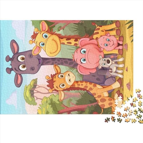 Cartoon Wild Animals 1000 Teile Puzzle Premium Quality Puzzle Geschicklichkeitsspiel Cute Animals Familienspaß Impossible Puzzle 1000pcs (75x50cm) von DAKINCHERRY