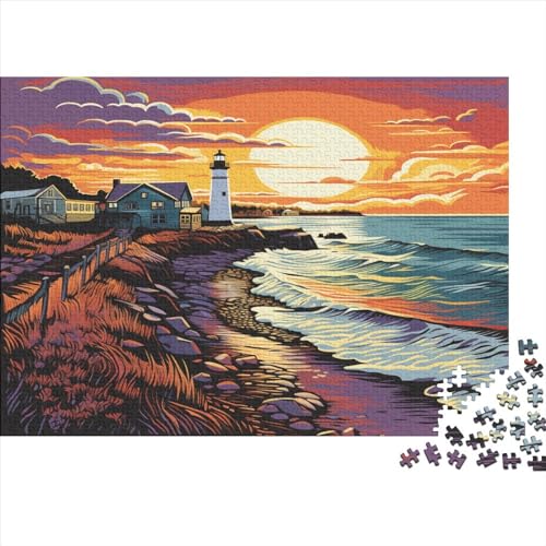 Coastal Lighthouses 1000 Teile Puzzle Premium Quality Puzzle Kinder Lernspiel Sunset Lighthouse Für Erwachsenen Ab 14 Jahren Impossible Puzzle 1000pcs (75x50cm) von DAKINCHERRY