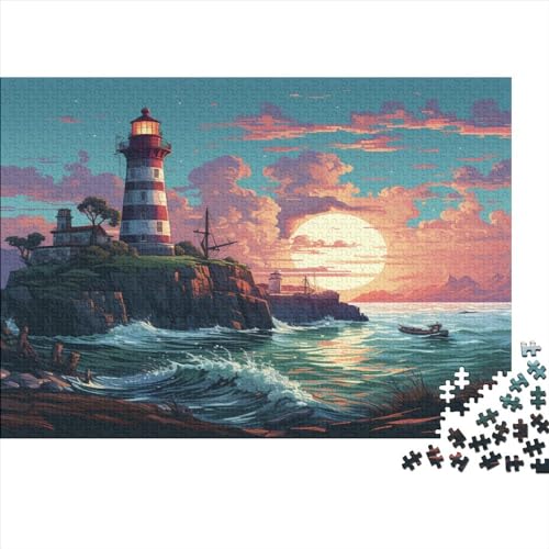 Coastal Lighthouses 500 Teile Puzzle Spielzeug Geschenk Kinder Lernspiel Sunset Lighthouse Für Erwachsene Und Kinder Impossible Puzzle 500pcs (52x38cm) von DAKINCHERRY