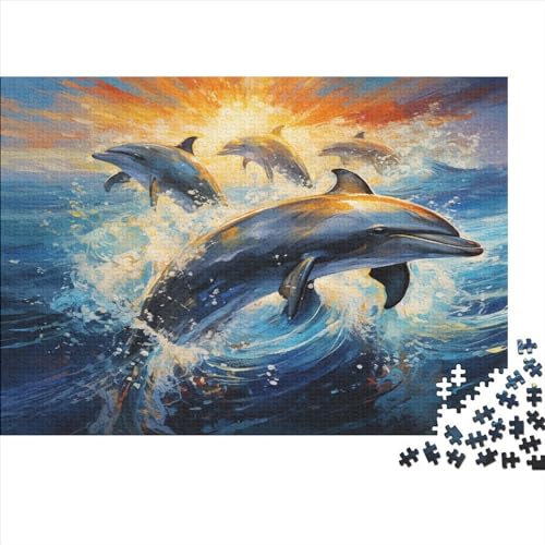 Dolphins 1000 Teile Puzzle Puzzle-Geschenk Kinder Lernspiel Sea World Familienspaß Impossible Puzzle 1000pcs (75x50cm) von DAKINCHERRY