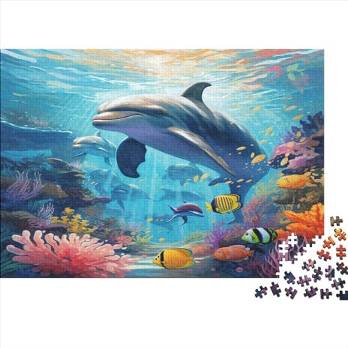 Dolphins 300 Teile Puzzle Spielzeug Geschenk Geschicklichkeitsspiel Sea World Für Erwachsene Und Kinder Impossible Puzzle 300pcs (40x28cm) von DAKINCHERRY