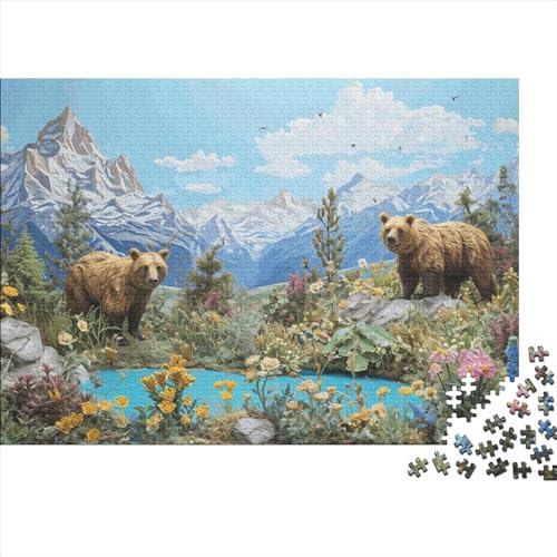 Forest Animals 1000 Teile Puzzle Spielzeug Geschenk Kinder Lernspiel Bear on The Mountain Für Erwachsene Und Kinder Impossible Puzzle 1000pcs (75x50cm) von DAKINCHERRY