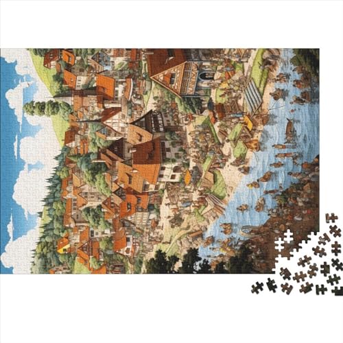 Hamlet 1000 Teile Puzzle Puzzle-Geschenk Geschicklichkeitsspiel Coloured House Familienspaß Impossible Puzzle 1000pcs (75x50cm) von DAKINCHERRY