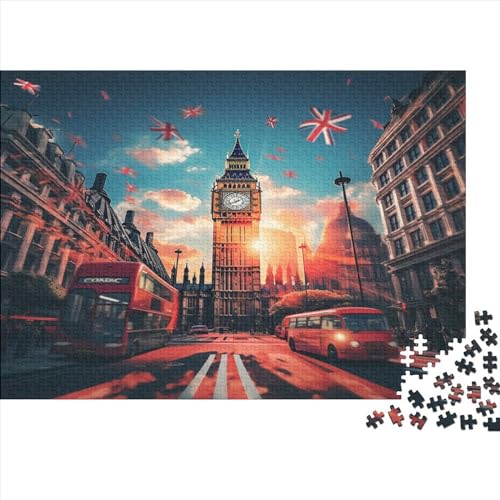 London Cityscape 300 Teile Puzzle Puzzle-Geschenk Geschicklichkeitsspiel Elizabeth Tower Für Erwachsenen Ab 14 Jahren 100% Recycelten Kartons 300pcs (40x28cm) von DAKINCHERRY