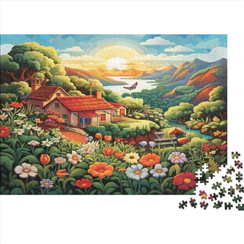 Mountain Village Cottage 1000 Teile Puzzle Spielzeug Geschenk Familien-Puzzlespiel Colourful Village Familienspaß 100% Recycelten Kartons 1000pcs (75x50cm) von DAKINCHERRY