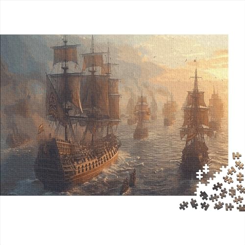 Pirate Battle 300 Teile Puzzle Spielzeug Geschenk Geschicklichkeitsspiel Ocean and Sailing Familienspaß Impossible Puzzle 300pcs (40x28cm) von DAKINCHERRY