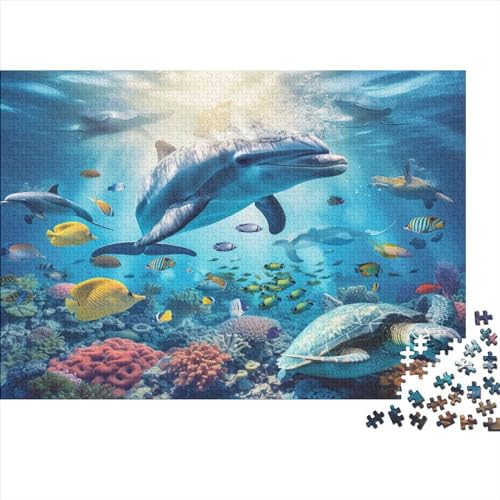 Sea Coral Dolphins 500 Teile Puzzle Premium Quality Puzzle Familien-Puzzlespiel Dolphin Paradise Familienspaß 100% Recycelten Kartons 500pcs (52x38cm) von DAKINCHERRY