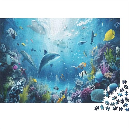 Sea World 1000 Teile Puzzle Puzzle-Geschenk Kinder Lernspiel Dolphin Paradise Für Erwachsenen Ab 14 Jahren 100% Recycelten Kartons 1000pcs (75x50cm) von DAKINCHERRY