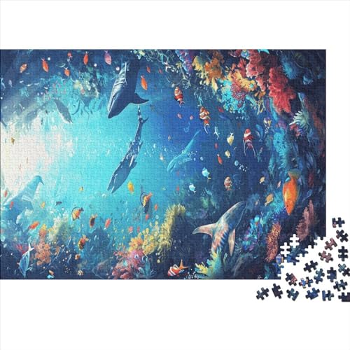 Seafloor 500 Teile Puzzle Puzzle-Geschenk Kinder Lernspiel Dolphin Paradise Familienspaß Impossible Puzzle 500pcs (52x38cm) von DAKINCHERRY