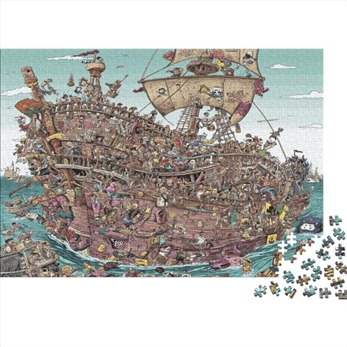 The Pirate Ship 300 Teile Puzzle Puzzle Für Erwachsene Geschicklichkeitsspiel Sea Sailboat Familienspaß 100% Recycelten Kartons 300pcs (40x28cm) von DAKINCHERRY