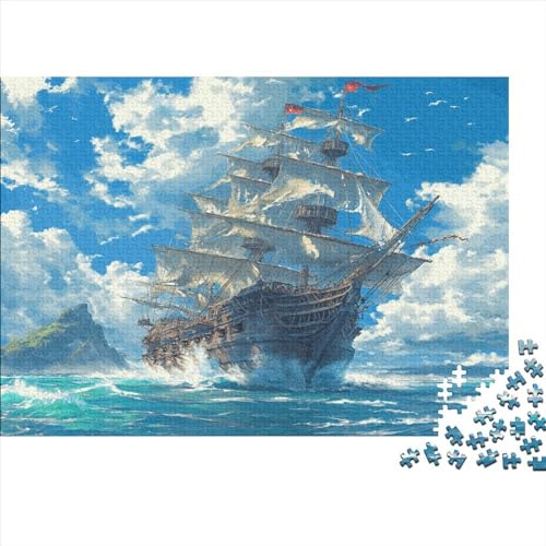 The Pirate Ship 300 Teile Puzzle Puzzle-Geschenk Kinder Lernspiel Sea Sailboat Familienspaß Impossible Puzzle 300pcs (40x28cm) von DAKINCHERRY