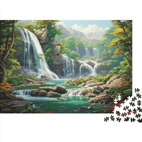 Waterfall 1000 Teile Puzzle Premium Quality Puzzle Familien-Puzzlespiel Forest Waterfalls Für Erwachsene Und Kinder Impossible Puzzle 1000pcs (75x50cm) von DAKINCHERRY