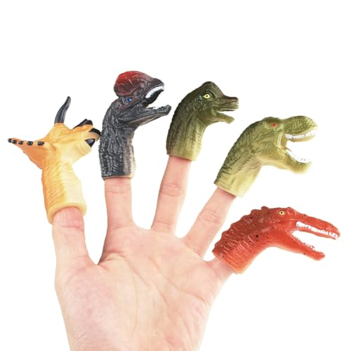 5er-Set Dinosaurier-Fingerpuppen, für Kinder-Lernförderung+Dinosaurier-Erkenntnis, PVC-Weichgummi, fingerpuppen für Kinder 5er-Set Dinosaurier-Fingerpuppen, für Kinder-Lernförderung+Dinosaurier-Erkenntnis, PVC-Weichgummi, fingerpuppen für Kinder von DAKLOP
