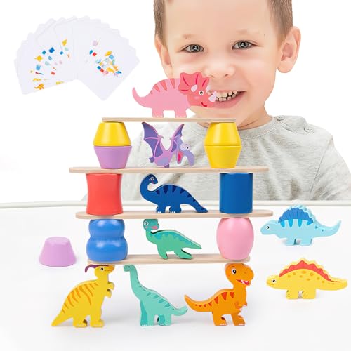 DAKLUNAR Dinosaurier-Stapelspielzeug aus Holz, Montessori Spielzeug ab 3 4 5 6 Jahre, Balance Stapeln Spielzeug, Stapelspiel, Dinosaurier Stapelsteine, Weihnachts-Geschenke für Kinder DAKLUNAR Dinosaurier-Stapelspielzeug aus Holz, Montessori Spielzeug ab 3 4 5 6 Jahre, Balance Stapeln Spielzeug, Stapelspiel, Dinosaurier Stapelsteine, Weihnachts-Geschenke für Kinder von DAKLUNAR