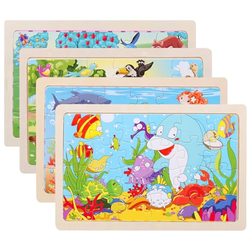 Tiere Puzzle ab 3 4 5 Jahre 4 Puzzle x 24 Stück Kinder Mädchen Holzpuzzle Vorschule Lehrreiches Spielzeug Montessori Puzzle Geschenke für Kinder für Jungen und Mädchen Tiere Puzzle ab 3 4 5 Jahre 4 Puzzle x 24 Stück Kinder Mädchen Holzpuzzle Vorschule Lehrreiches Spielzeug Montessori Puzzle Geschenke für Kinder für Jungen und Mädchen von DAKLUNAR